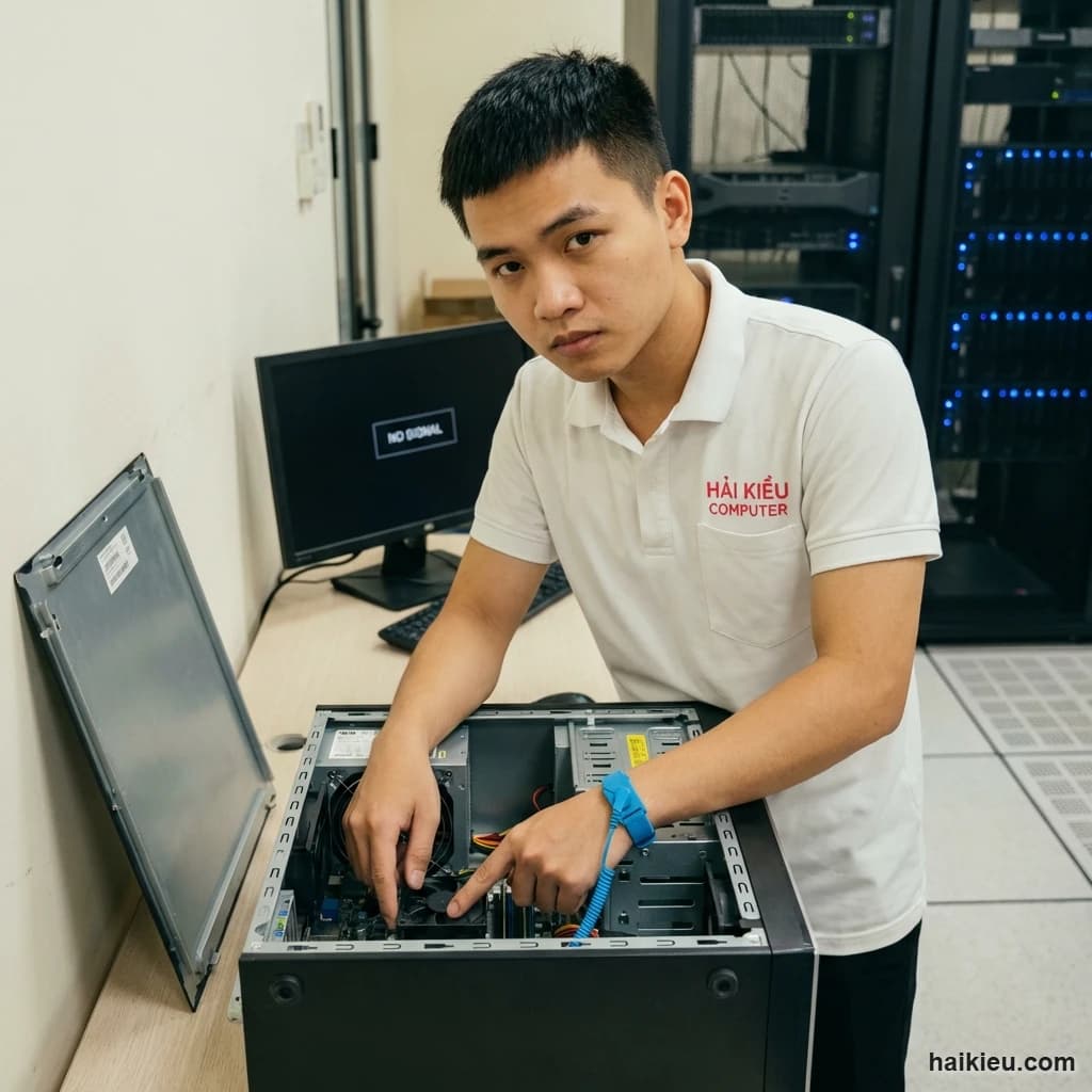 Kỹ thuật viên Hải Kiều sửa máy tính tại Cẩm Lệ, Đà Nẵng