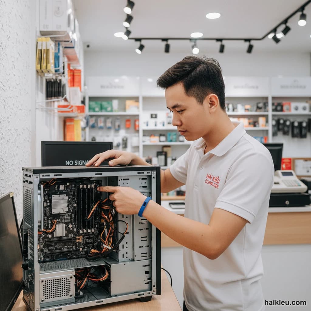 Kỹ thuật viên Hải Kiều sửa máy tính tại Hải Châu, Đà Nẵng